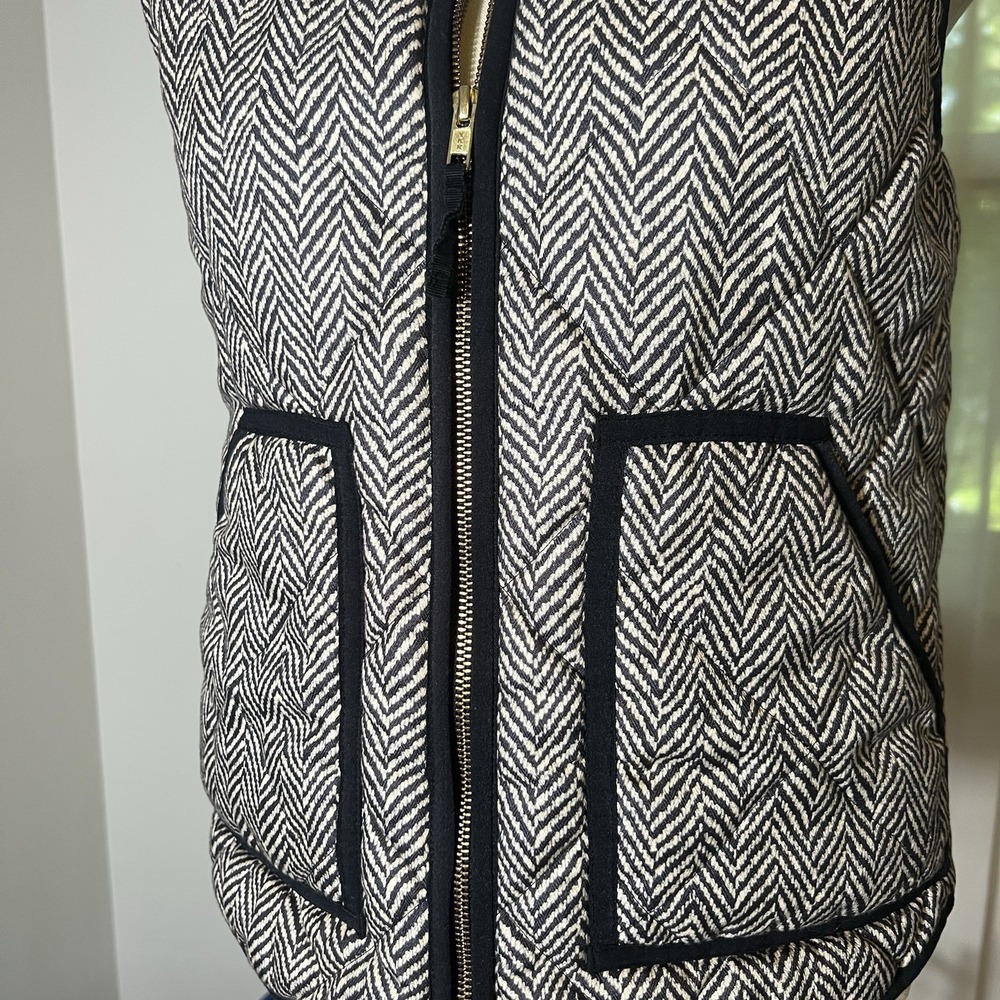 J.Crew Women's Herringbone Quilted Puffer Vest Zip XS Classic FA17 - Picture 4 of 10